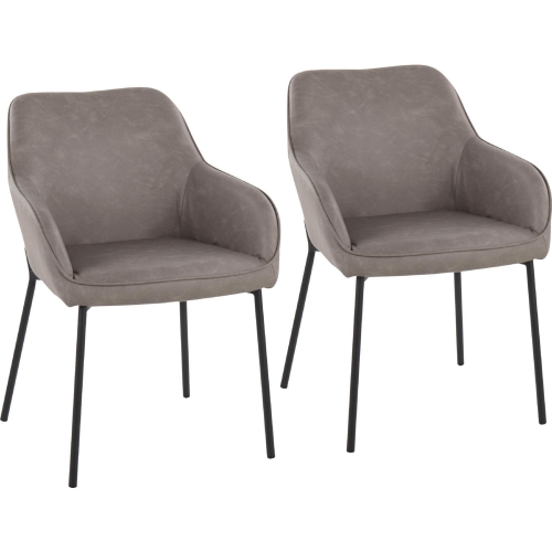 Daniella Dining Chair in Grey Leatherette & Black Steel (Set of 2)